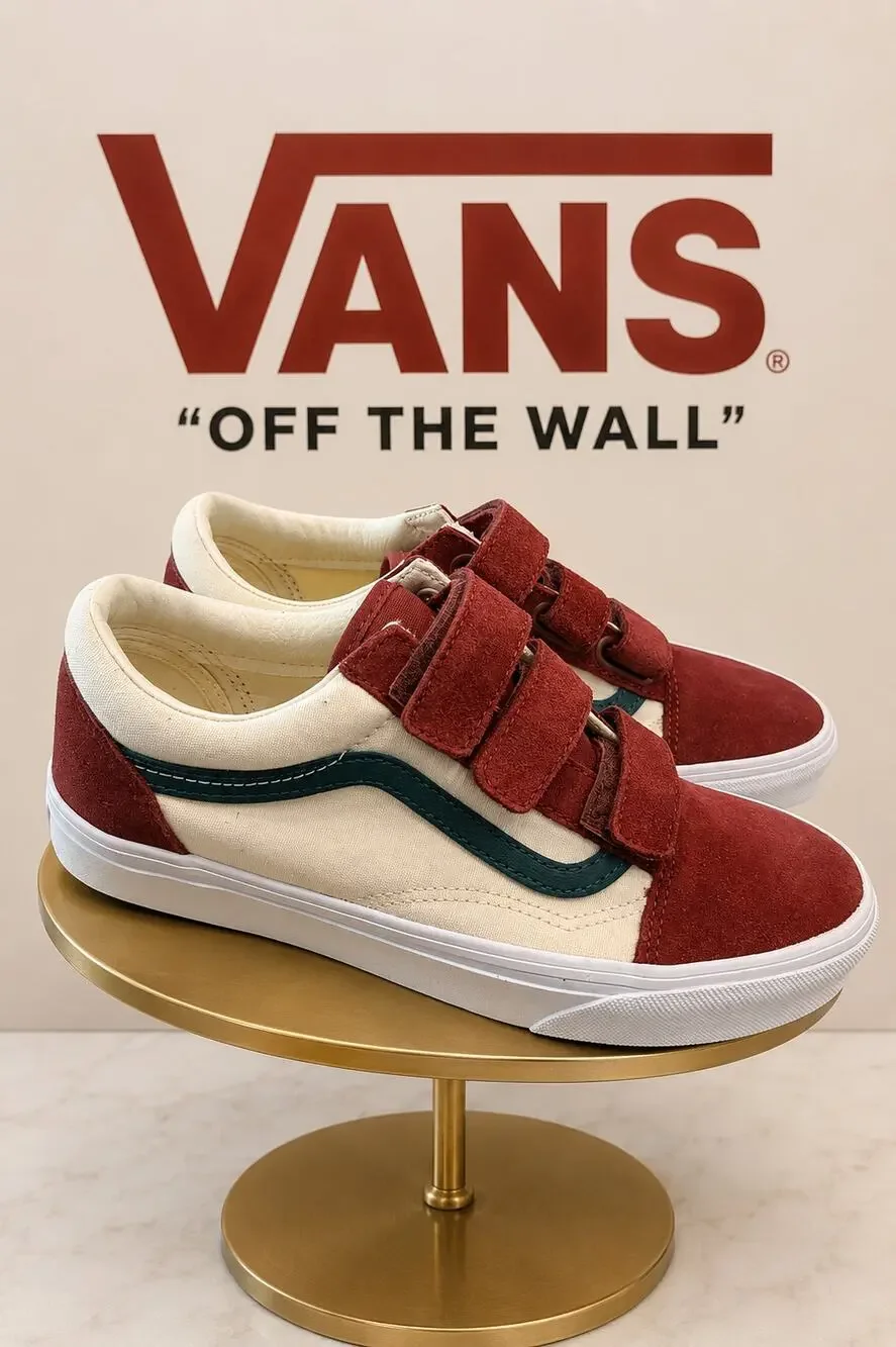 Vans Old Skool V Burgundy Suede Canvas Sneakers NWOB Women’s 8 Men’s 6.5